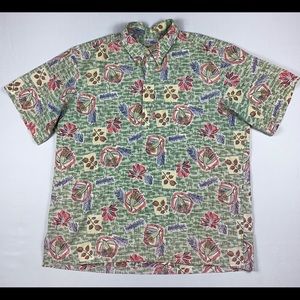 Reyn Spooner Mens XL Blue Green Red Floral Hawaii